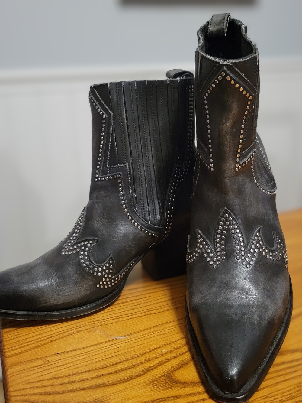 Thursdays Black Studded Western Ankle Boots - Women's 12M